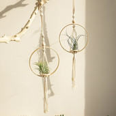 Macrame Air agățat Ghivece de flori Boho Decor Decorativ Suport pentru plante Coș țesut Balcon Grădină Dormitor Cadou