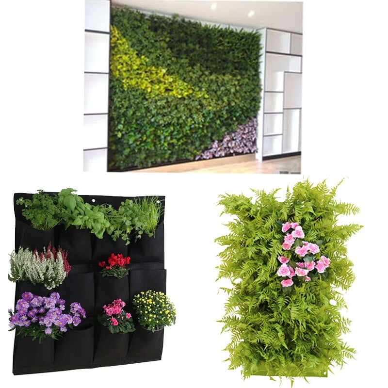 Žalias vertikalus auginimo krepšys Sodo priežiūra Sieninis sodinimas Gėlių auginimo konteineris Braškių auginimo krepšiai Sodo namų reikmenys