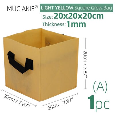 20x20x20cm storio 1 mm kvadratiniai auginimo maišeliai Ekonomiški medžiaginiai vazonai su rankenomis Sodo sodinimo konteineriai daržovėms gėlėms