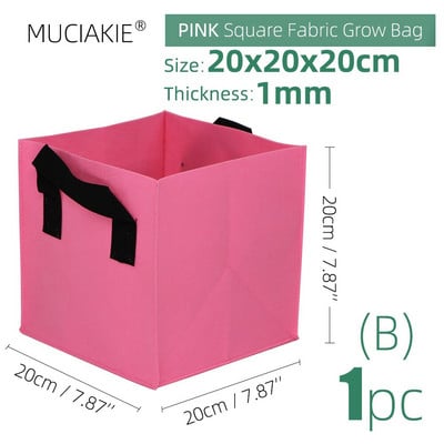 20x20x20cm storio 1 mm kvadratiniai auginimo maišeliai Ekonomiški medžiaginiai vazonai su rankenomis Sodo sodinimo konteineriai daržovėms gėlėms