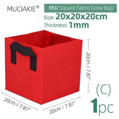 20x20x20cm storio 1 mm kvadratiniai auginimo maišeliai Ekonomiški medžiaginiai vazonai su rankenomis Sodo sodinimo konteineriai daržovėms gėlėms