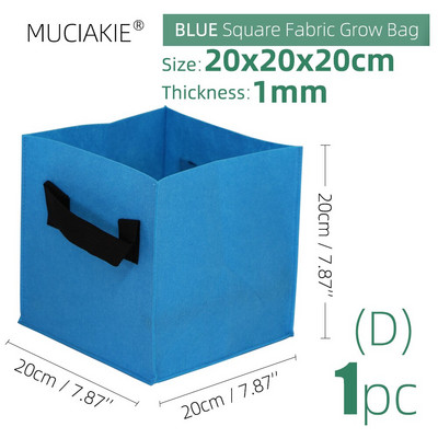 20x20x20cm storio 1 mm kvadratiniai auginimo maišeliai Ekonomiški medžiaginiai vazonai su rankenomis Sodo sodinimo konteineriai daržovėms gėlėms