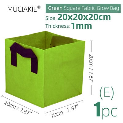 20x20x20cm storio 1 mm kvadratiniai auginimo maišeliai Ekonomiški medžiaginiai vazonai su rankenomis Sodo sodinimo konteineriai daržovėms gėlėms