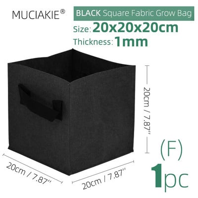 20x20x20cm storio 1 mm kvadratiniai auginimo maišeliai Ekonomiški medžiaginiai vazonai su rankenomis Sodo sodinimo konteineriai daržovėms gėlėms