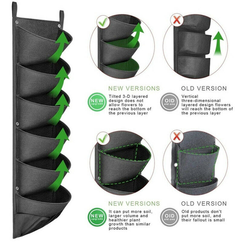 7 buzunare Vertical Suculentas Ghiveci pentru plante Saci de cultivare de gradina Ghivece de plantare agatate pe perete Plante de cultivare Materiale pentru gradina de legume