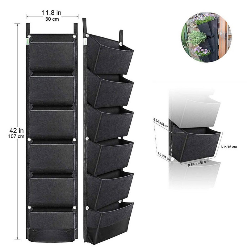Ant sienos pakabinami augalų auginimo maišeliai Gėlių vazonai Nesandarių vertikalūs sodintuvų auginimo konteinerių maišeliai, skirti namų sodui žaliame lauke