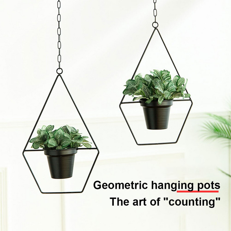 Geležinė augalų kabykla Grandininis gėlių vazonas vazoninis augalų vazonas Sandėliavimo krepšelis Kiemas Sodo sodintuvų laikiklis Pakabinamas namų balkono dekoras