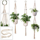 Plantă agățată Umeraș pentru plante de macrame, fabricat manual, pentru ghiveci, pentru flori, pentru decorare de perete, pentru curte, grădină, pentru agățat, coș agățat