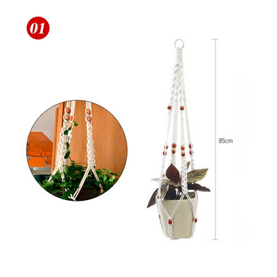 Plantă agățată Umeraș pentru plante de macrame, fabricat manual, pentru ghiveci, pentru flori, pentru decorare de perete, pentru curte, grădină, pentru agățat, coș agățat