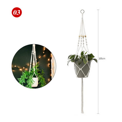 Plantă agățată Umeraș pentru plante de macrame, fabricat manual, pentru ghiveci, pentru flori, pentru decorare de perete, pentru curte, grădină, pentru agățat, coș agățat