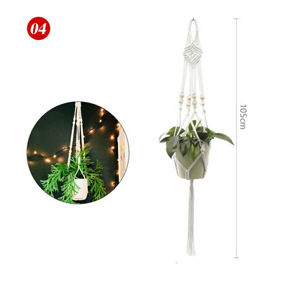 Plantă agățată Umeraș pentru plante de macrame, fabricat manual, pentru ghiveci, pentru flori, pentru decorare de perete, pentru curte, grădină, pentru agățat, coș agățat