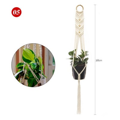 Plantă agățată Umeraș pentru plante de macrame, fabricat manual, pentru ghiveci, pentru flori, pentru decorare de perete, pentru curte, grădină, pentru agățat, coș agățat