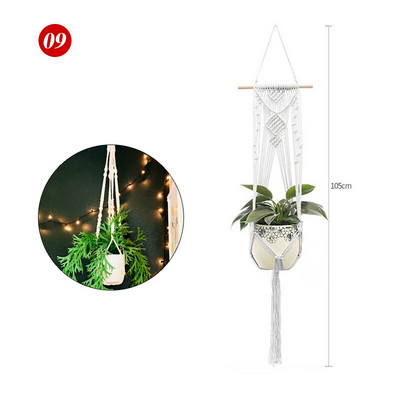 Plantă agățată Umeraș pentru plante de macrame, fabricat manual, pentru ghiveci, pentru flori, pentru decorare de perete, pentru curte, grădină, pentru agățat, coș agățat