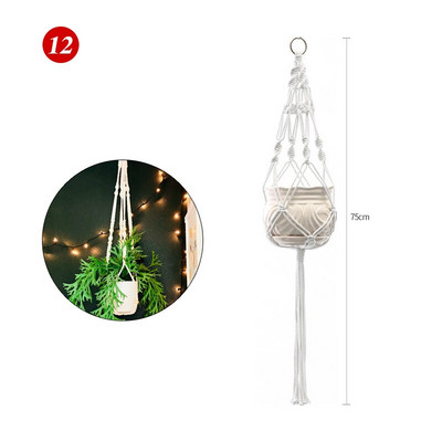 Plantă agățată Umeraș pentru plante de macrame, fabricat manual, pentru ghiveci, pentru flori, pentru decorare de perete, pentru curte, grădină, pentru agățat, coș agățat