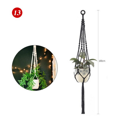 Plantă agățată Umeraș pentru plante de macrame, fabricat manual, pentru ghiveci, pentru flori, pentru decorare de perete, pentru curte, grădină, pentru agățat, coș agățat