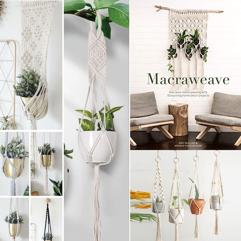 Plantă agățată Umeraș pentru plante de macrame, fabricat manual, pentru ghiveci, pentru flori, pentru decorare de perete, pentru curte, grădină, pentru agățat, coș agățat