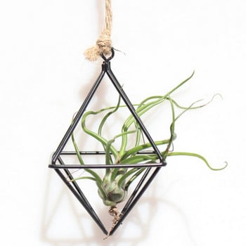 Висяща стойка за въздушни растения Tillandsia Метална геометрична желязна художествена селска саксия за цветя Поставка за саксии за домашна градина