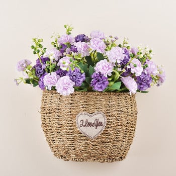 Саксия за цветя Висяща на стена плетена кошница от ратам Желязо Ye Кафява градинска поставка за лозови саксии