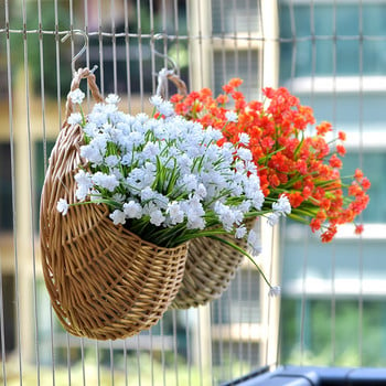 XXL Голяма ръчно изработена плетена ратанова кошница за цветя Зелена лозова саксия Плантатор Висяща ваза Контейнер Стенен кош за растения за градина