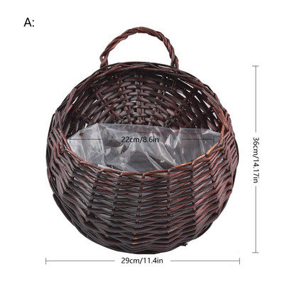 XXL nagyméretű, kézzel készített fonott rattan virág kosár zöld szőlő cserepes ültető függő váza konténer fali növény kosár kertbe