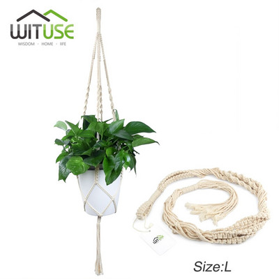 Naujas 1 vnt Makramo augalų pakabos kablys, 4 kojos Retro gėlių vazonas, pakabinamas virvės laikiklis, virvelė Namų sodas Balkono apdaila Sienų dailė