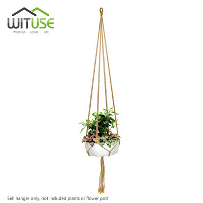 Naujas 1 vnt Makramo augalų pakabos kablys, 4 kojos Retro gėlių vazonas, pakabinamas virvės laikiklis, virvelė Namų sodas Balkono apdaila Sienų dailė