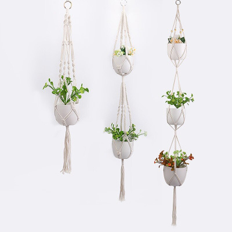 Coșuri agățate pentru plante de macrame, lucrate manual Suport pentru ghivece, balcon, curte, grădină, decorare perete, cuier pentru plante