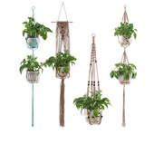 Coșuri cu umeraș pentru plante lucrate manual în macrame Suport pentru ghivece VinBalcony agățat Decorare înnodate frânghie de ridicare Accesorii pentru grădină