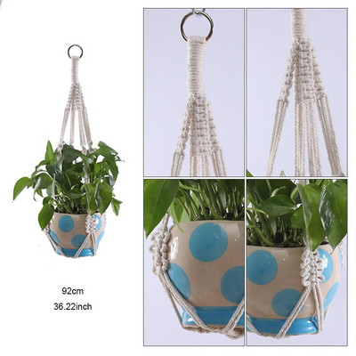 Coșuri cu umeraș pentru plante lucrate manual în macrame Suport pentru ghivece VinBalcony agățat Decorare înnodate frânghie de ridicare Accesorii pentru grădină