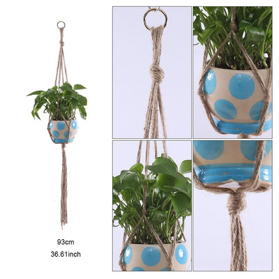 Coșuri cu umeraș pentru plante lucrate manual în macrame Suport pentru ghivece VinBalcony agățat Decorare înnodate frânghie de ridicare Accesorii pentru grădină