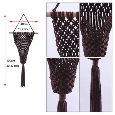 Coșuri cu umeraș pentru plante lucrate manual în macrame Suport pentru ghivece VinBalcony agățat Decorare înnodate frânghie de ridicare Accesorii pentru grădină