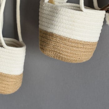 Ръчно плетена висяща кашпа Кошница за растения с памучен шнур от юта Вътрешна саксия Макраме Органайзер за съхранение Домашен декор Дропшиппинг
