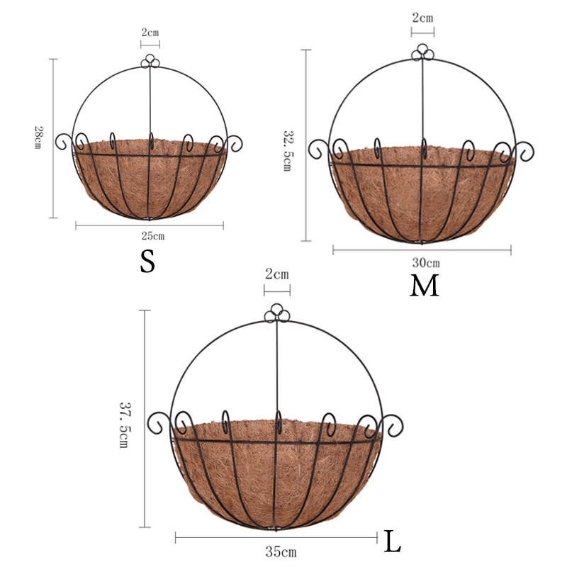25 cm / 30 cm / 35 cm vazonas Geležinis kokosas "Pasidaryk pats" Sodas Kabantys sodinukai Sieniniai Krepšeliai Puodai Pusiau apvalūs Sodo Namų Sienų Apdaila