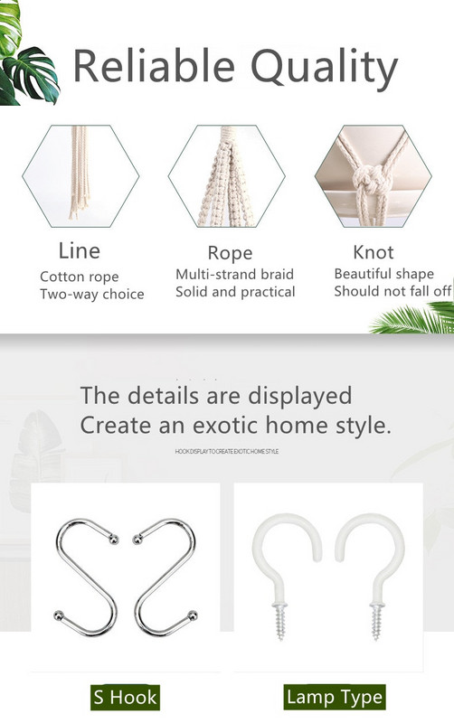 Karštas išpardavimas 100% rankų darbo makramė augalų kabykla gėlių / vazonų kabykla sienų dekoravimui apskrities sode