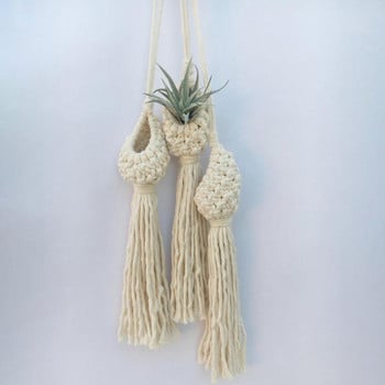 ins Tillandsia Висяща кошница Boho Tapestries Weaving Pineapple Shape Tapestry Net Bag Макраме Закачалка за растения Закачалка за саксии