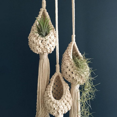 ins Tillandsia Κρεμαστό καλάθι Boho Tapestries Weaving Ανανά Σχήμα Ταπετσαρίας Δίχτυ Τσάντα Macrame Κρεμάστρα φυτών Κρεμάστρα για γλάστρες