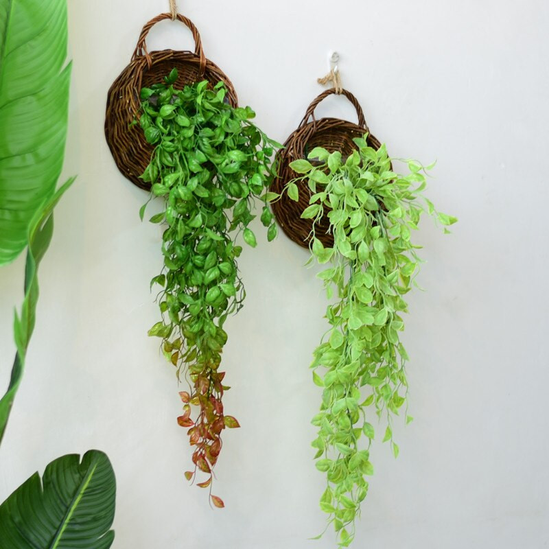 1 set coș agățat împletit răchită ratan flori de viță de vie plante jardinier practic coș de flori pastorale pentru curte