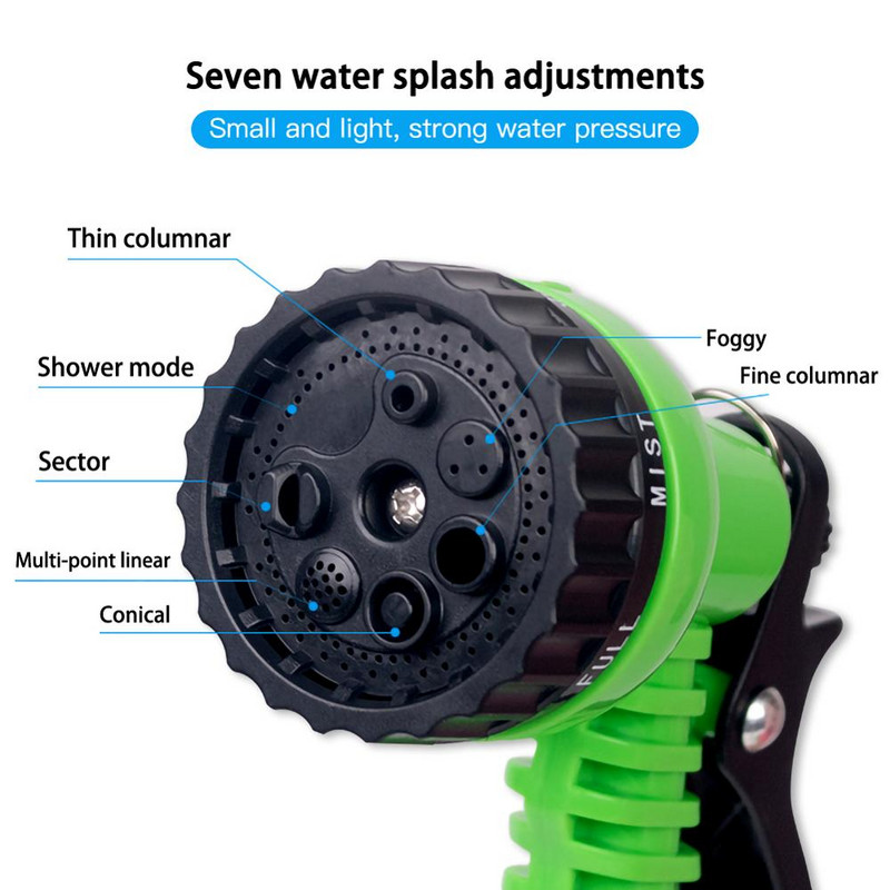 Pulverizator de apă de grădină Stropitor de gazon Spălătorie de mașini Pistol de apă Duze ajustabile pentru furtun 7 Modele Mașină de spălat cu putere mare de înaltă presiune