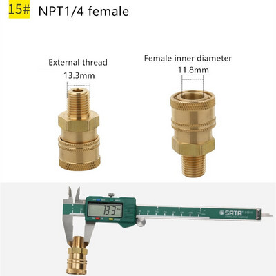 Réz 1/4" nagynyomású gyorscsatlakozó autómosó adapter vízpisztoly hidraulikus csatlakozók csatlakozók kerti öntözéshez