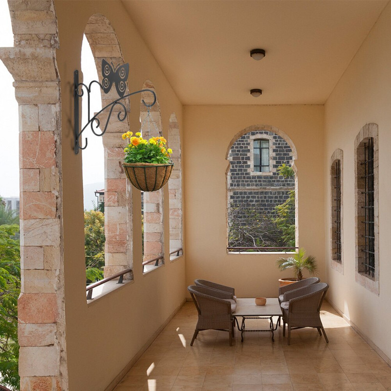 Kovácsoltvas falra akasztós virágcserepek támogatása madárnövények kosár dekoratív akasztókonzolok falra szerelhető kosártartó konzolok