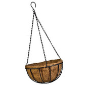 Jardinieră pentru coș suspendat de 8/10 inci Coș de flori suspendat din metal, căptușeală din nucă de cocos naturală, Suport pentru flori din sârmă, Umeraș pentru ghivece