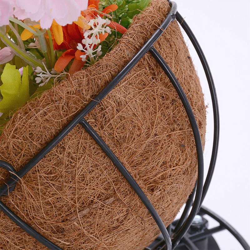 Jardinieră pentru coș suspendat de 8/10 inci Coș de flori suspendat din metal, căptușeală din nucă de cocos naturală, Suport pentru flori din sârmă, Umeraș pentru ghivece