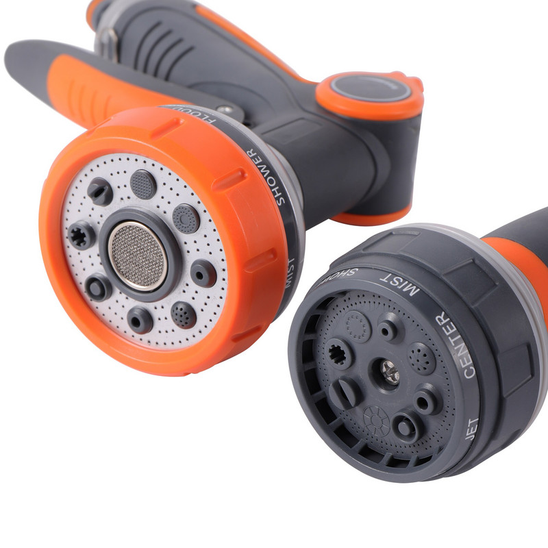 Pistol de apă durabil, reglabil, cu 8 funcții, pentru udarea gazonului, pentru spălarea mașinii, pistol de pulverizare multifuncțional, pentru ecologizarea grădinii, pistol de apă pentru irigare