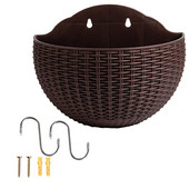 Imitacinis rotango pakabinamas ant sienos pusiau apvalus vazonas sodintuvas Pusapvalis sieninis vazonas Balkonas Namų ūkis Kabantis lauke