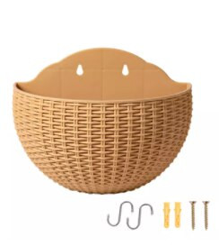 Imitacinis rotango pakabinamas ant sienos pusiau apvalus vazonas sodintuvas Pusapvalis sieninis vazonas Balkonas Namų ūkis Kabantis lauke