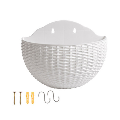 Imitacinis rotango pakabinamas ant sienos pusiau apvalus vazonas sodintuvas Pusapvalis sieninis vazonas Balkonas Namų ūkis Kabantis lauke