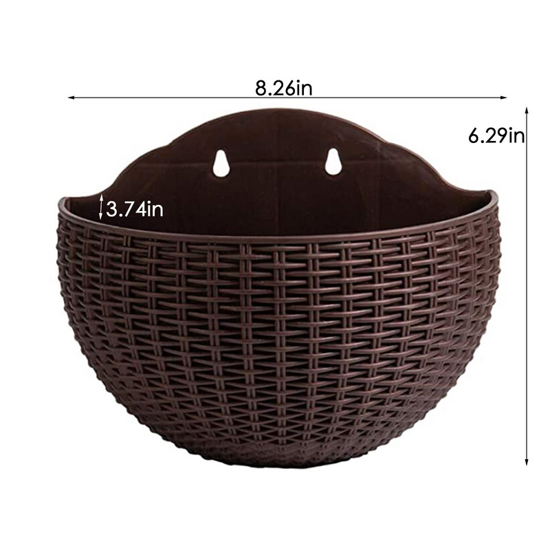 Imitacinis rotango pakabinamas ant sienos pusiau apvalus vazonas sodintuvas Pusapvalis sieninis vazonas Balkonas Namų ūkis Kabantis lauke