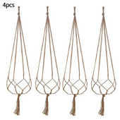 4 vnt Gėlių krepšelis Virvė Makramė Pakabinamas Pakabinamas Augalas Vazonas Augalai Kabykla Pakabinami Krepšeliai Rankų darbo Namų Sodo Balkono Dekoras