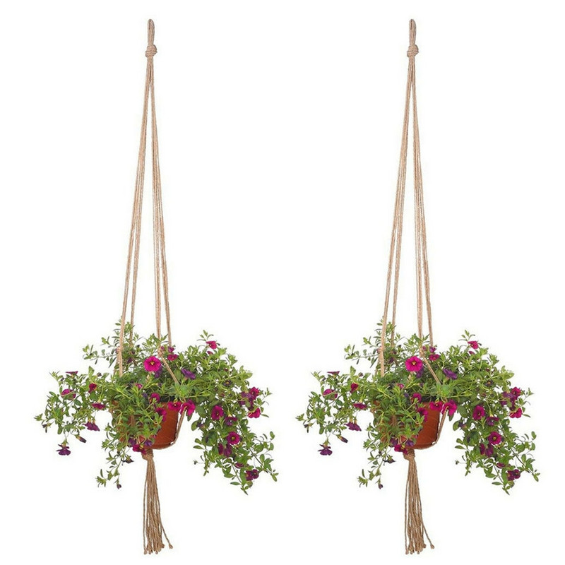 4 vnt Gėlių krepšelis Virvė Makramė Pakabinamas Pakabinamas Augalas Vazonas Augalai Kabykla Pakabinami Krepšeliai Rankų darbo Namų Sodo Balkono Dekoras