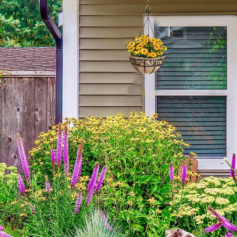 Sieninis geležinis laikiklis gėlių vazonui sodo augalų kabyklos kabliukas Šiaurės šalių namų dekoravimui su kokoso vazonu